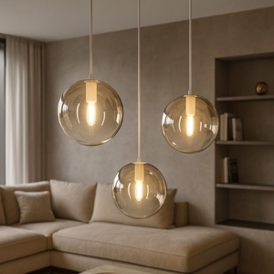 Toplight lampadario moderno vetri sfere ambra