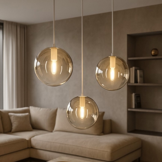 Toplight lampadario moderno vetri sfere ambra