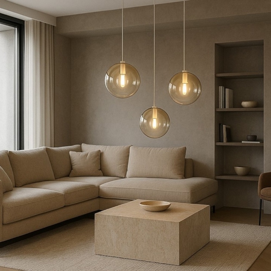 Toplight lampadario moderno vetri sfere ambra