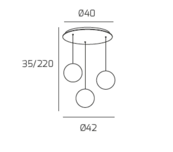 Toplight lampadario moderno vetri sfere ambra