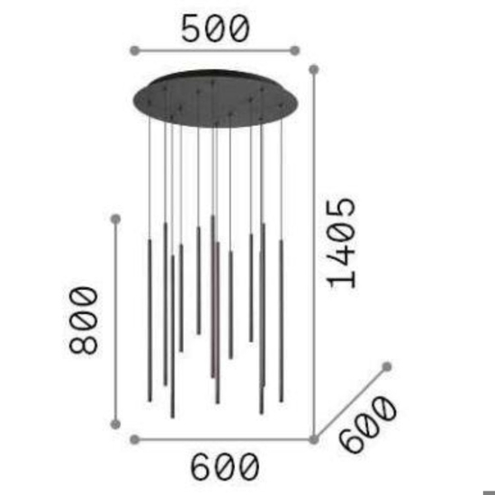 Ideal lux filo sp12 lampadario led design moderno bianco 19w 3000k