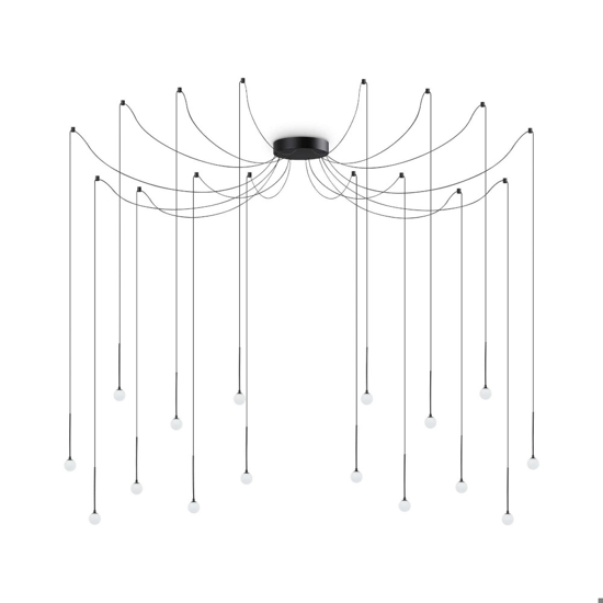 Ideal lux lucciola lampadario ragno sp16 led 16w 3000k nero