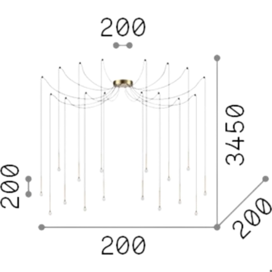 Ideal lux lucciola lampadario ragno sp16 led 16w 3000k nero