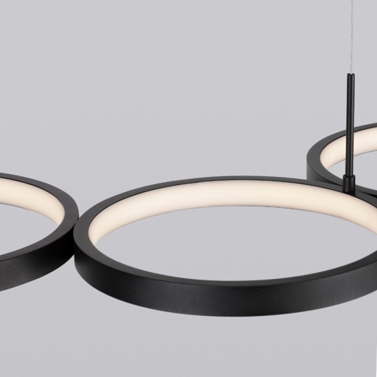 Lampadario led per soggiorno moderno nero design cerchi