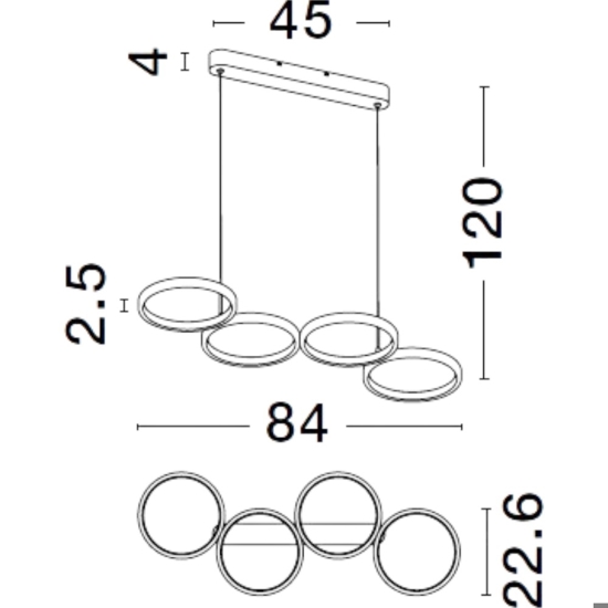 Lampadario led per soggiorno moderno nero design cerchi