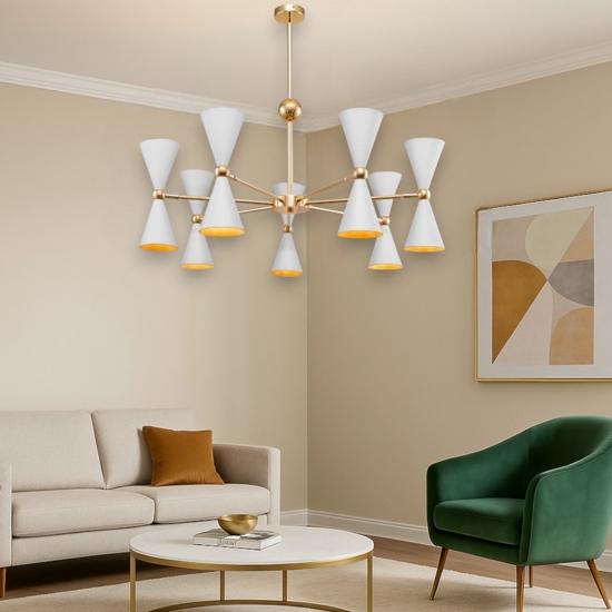 Lampadario vesper moderno per salotto oro bianco maytoni