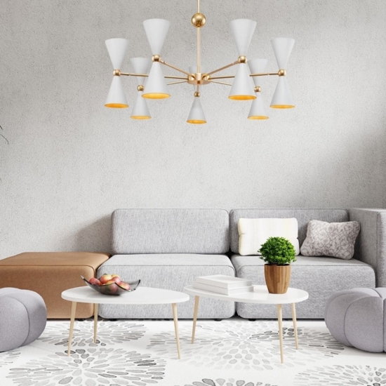 Lampadario vesper moderno per salotto oro bianco maytoni