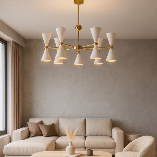 Lampadario vesper moderno per salotto oro bianco maytoni