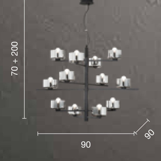 Lampadario so figaro ondaluce 12 luci oro vetri ambra per salone