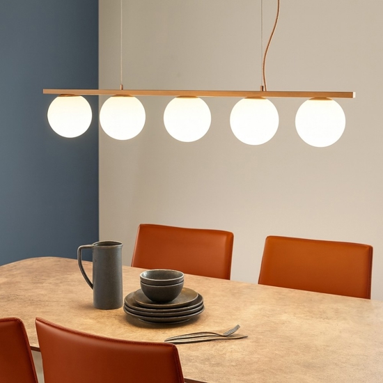 Ondaluce so monile lampadario oro sfere vetro moderno