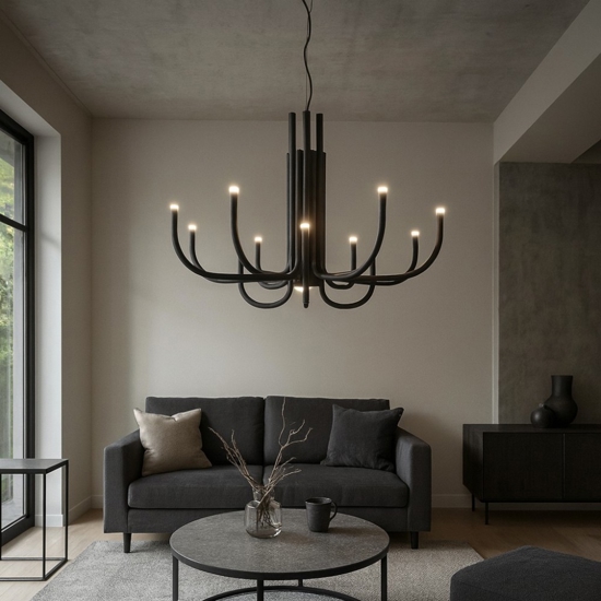 Ondaluce so nouveau nero lampadario led moderno