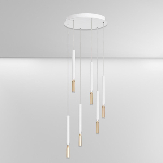 Ondaluce so tubic 6 lampadario multipla 6 luci led bianco e oro