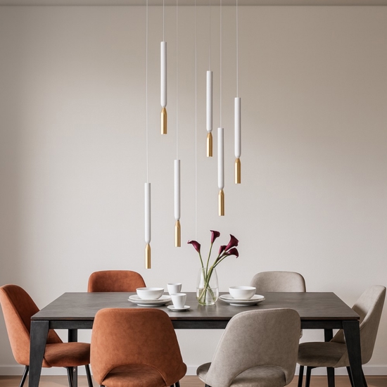 Ondaluce so tubic 6 lampadario multipla 6 luci led bianco e oro