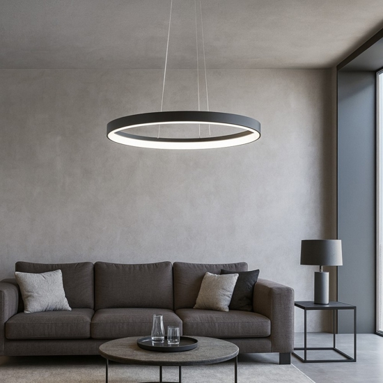 Vivida lifering-o nero lampadario ovale led 40w 3000k 4000k