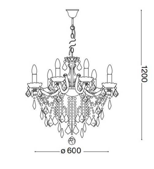 Florian sp6 lampadario di cristallo a goccia oro ideal lux