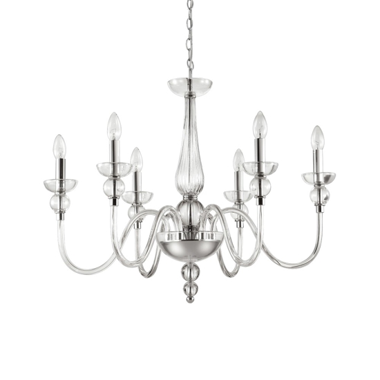 Doge sp6 lampadario 6 bracci cristallo trasparente ideal lux