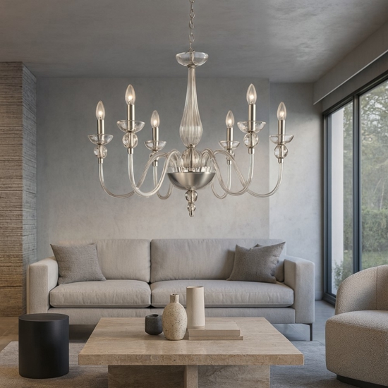Doge sp6 lampadario 6 bracci cristallo trasparente ideal lux