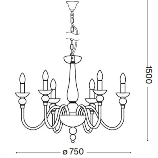 Doge sp6 lampadario 6 bracci cristallo trasparente ideal lux