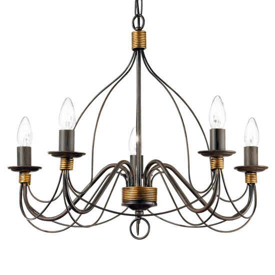 Corte sp5 lampadario 5 luci ferro battuto ruggine ideal lux