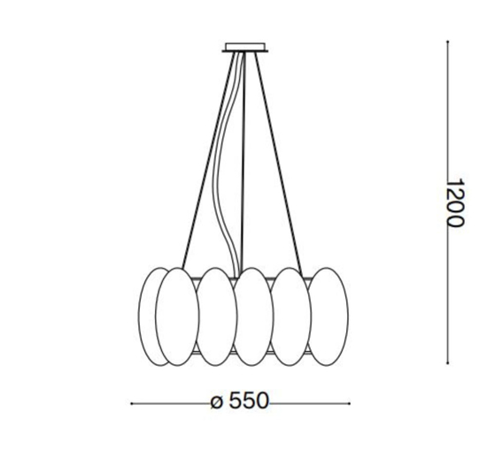 Ovalino sp8 ideal lux lampadario moderno particolare vetri satinati