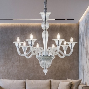 Lampadario di cristallo brigitta sp8 ideal lux 8 bracci trasparente