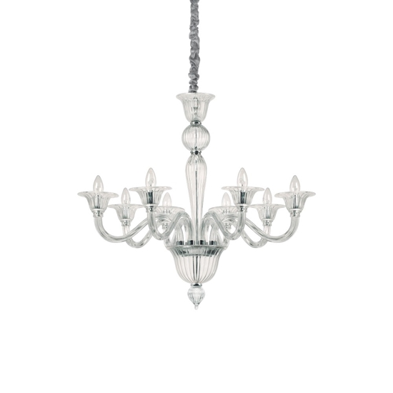 Lampadario di cristallo brigitta sp8 ideal lux 8 bracci trasparente