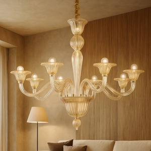 Ideal lux brigitta sp8 lampadario cristallo ambra