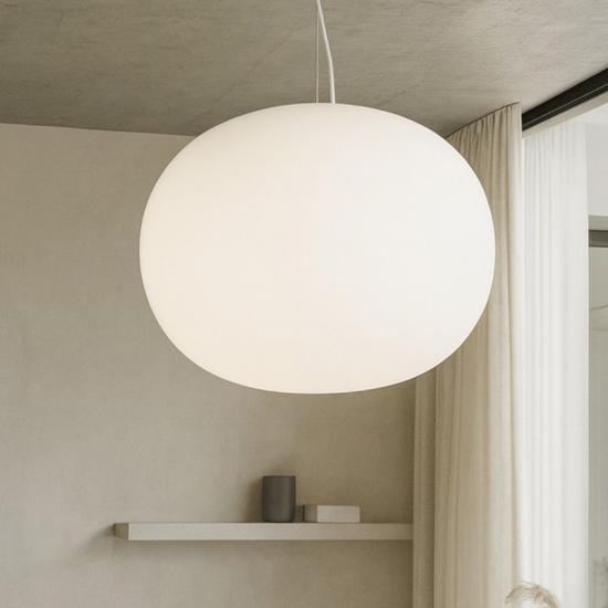 Cotton sp1 d30 ideal lux lampadario particolare moderno vetro bianco