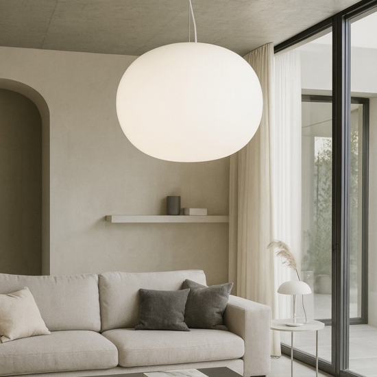 Cotton sp1 d30 ideal lux lampadario particolare moderno vetro bianco