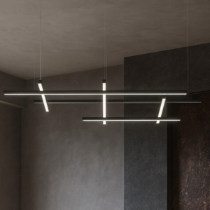 Lampadario geometrica nera moderna per soggiorno