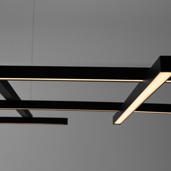 Lampadario geometrica nera moderna per soggiorno