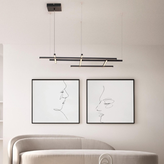 Lampadario geometrica nera moderna per soggiorno
