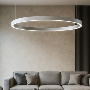 Visualizza i dettagli per Lampadario cerchio 80cm grigio led biemissione 77w 3000k dimmerabile Lampadario cerchio 80cm grigio led biemissione 77w 3000k dimmerabile