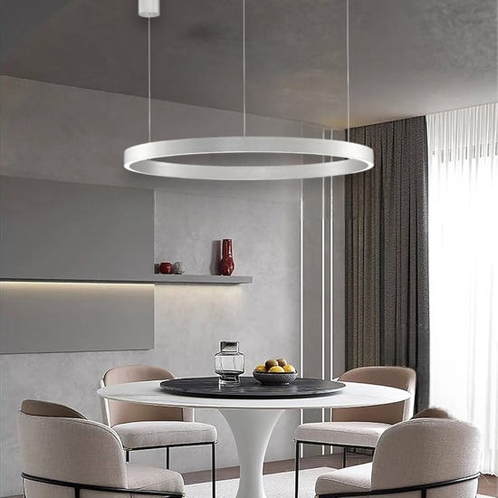 Lampadario cerchio 80cm grigio led biemissione 77w 3000k dimmerabile