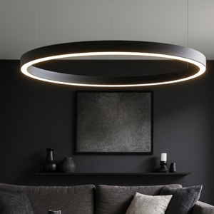 Visualizza i dettagli per Lampadario cerchio xxl nero 98cm led biemissione 106w 3000k dimmerabile Lampadario cerchio xxl nero 98cm led biemissione 106w 3000k dimmerabile