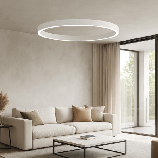 Lampadario cerchio bianco 80cm led 50w 2700k a 6000k dimmerabile