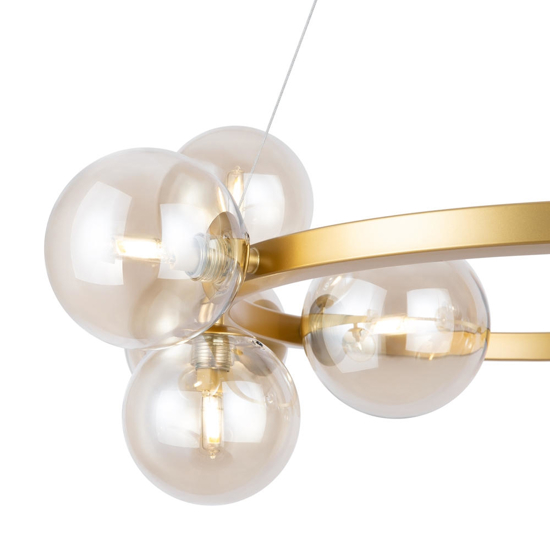 Maytoni dallas lampadario per soggiorno moderno dorato sfere vetro ambra