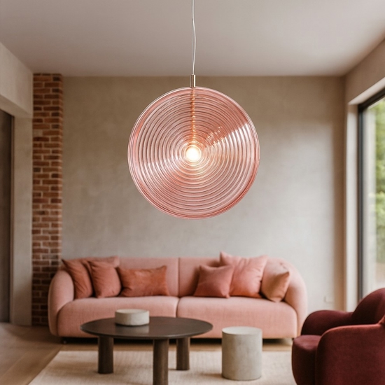 Ondaluce so jokey pc lampadario moderno vetro rosa led