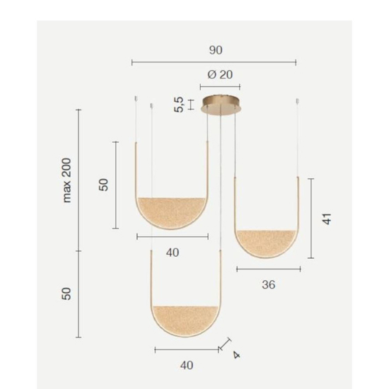 Lotus ondaluce lampadario moderno 3 luci oro led 3000k