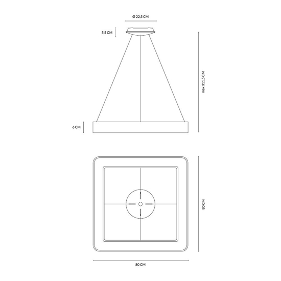 Lampadario inner-s 80 sabbia led 80w 3000k 4000k dimmerabile vivida
