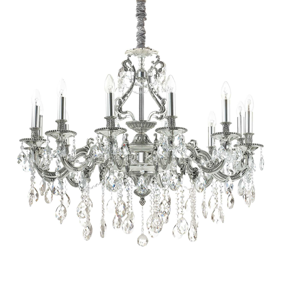 Gioconda sp12 ideal lux lampadario 12 bracci argento pendenti goccia