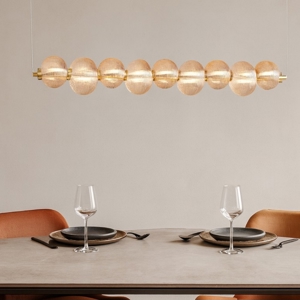 Lampadario moderno per tavolo da pranzo vetro ambra led 3000k