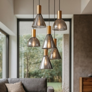 Visualizza i dettagli per Lampadario moderno per salotto 6 luci led 3000k cavi regolabili Lampadario moderno per salotto 6 luci led 3000k cavi regolabili