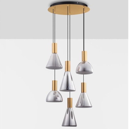 Lampadario moderno per salotto 6 luci led 3000k cavi regolabili