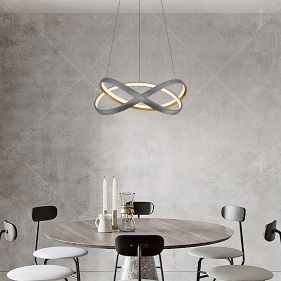 Lampadario moderno per soggiorno grigio oro led 40w 3500k 5000k con telecomando