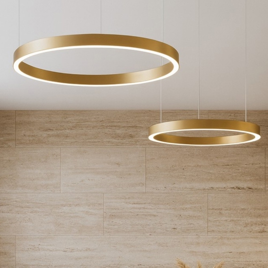 Lampadario doppio anello oro spazzolato led 100w 5100 lm 3000k