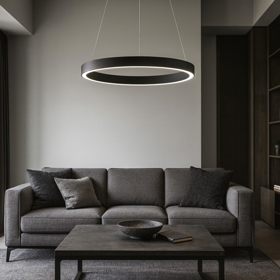 Criseide s-p nero gea luce lampadario cerchio led 60w 3000k