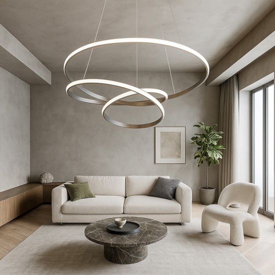Lampadario diva sp titanio gea luce design moderno led 39w 3000k