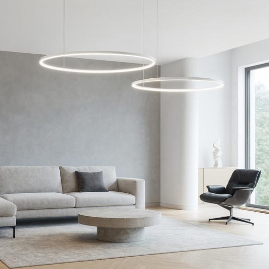 Lampadario moderno erika s-2d cerchi bianco