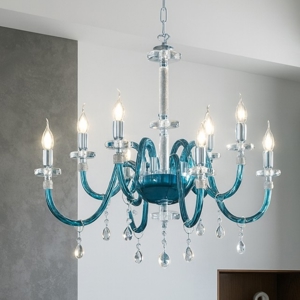Ondaluce lp dido lampadario otto bracci cristallo blu ottanio